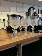 Bohemia Bleikristall - 6St. Weingläser - handgeschliffen Dekor - H. 14,5 cm.