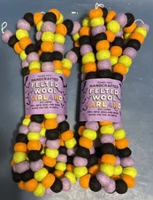 NEW Trader Joe’s Handcrafted 9' Felted Wool Garland Fall Halloween Set of 2