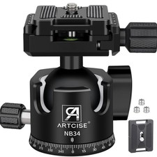 Low Profile Ball Head Heavy Duty Camera Tripod Mount 34mm 33lbs/15kg Base