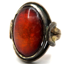 Edler 925 Sterlingsilber Ring wunderschöner Bernstein Cabochon ovale Fassung