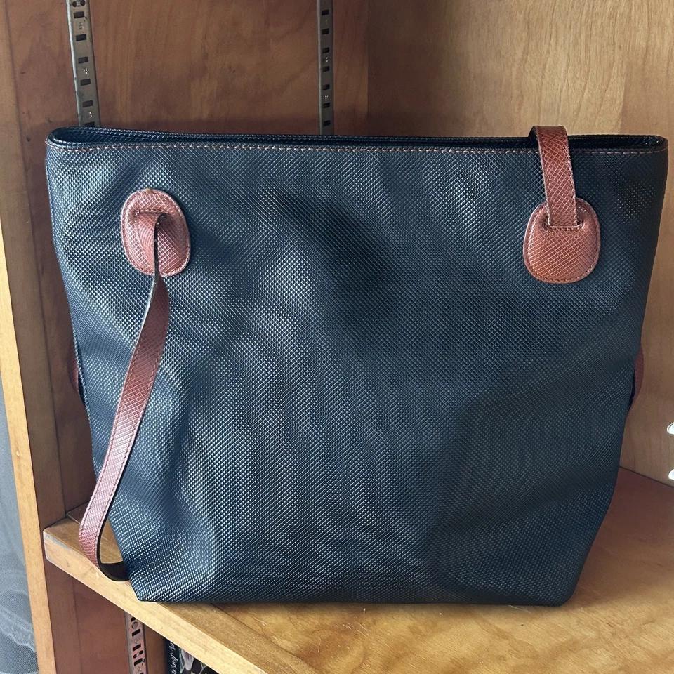 Bolso de Mano Bottega Veneta Negro Lona Recubierta Cuero Marco Polo De Colección Italia Años 80 Foto 2 de 4