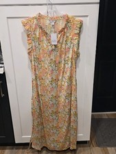 Croft & Barrow Women's Sz L. Dress NWT Peach Orange Sage Ruffle Boho Cottagecor