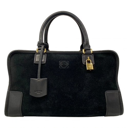 LOEWE Amazona 36 Black Suede Leather Handbag