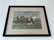 Grand National Horse Racing Antique Framed Lithograph Print