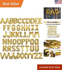 52 PCS 16" Foil Gold Letter Balloons 2 Sets of A-Z, Mylar Aluminum Hanging A...