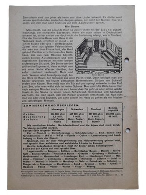 Tellus-Bogen Erdkunde Schweden Finnland Schulbuch Unterricht 1953 Vintage