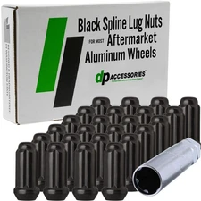Black M14x1.50 Lug Nuts For Aftermarket Wheels Closed End XL Spline Set of 24