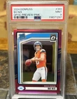 2024 Donruss - Rated Rookie Bo Nix Optic Preview Pink Prizm (RC) PSA 9 Mint