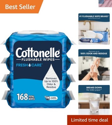 Cottonelle Fresh Care Flushable Wet Wipes, Adult Wet Wipes, 4 Flip-Top Packs,...