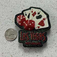 Vintage Las Vegas Nevada 4 Aces Dice Glitter Travel Souvenir Fridge Magnet 53096