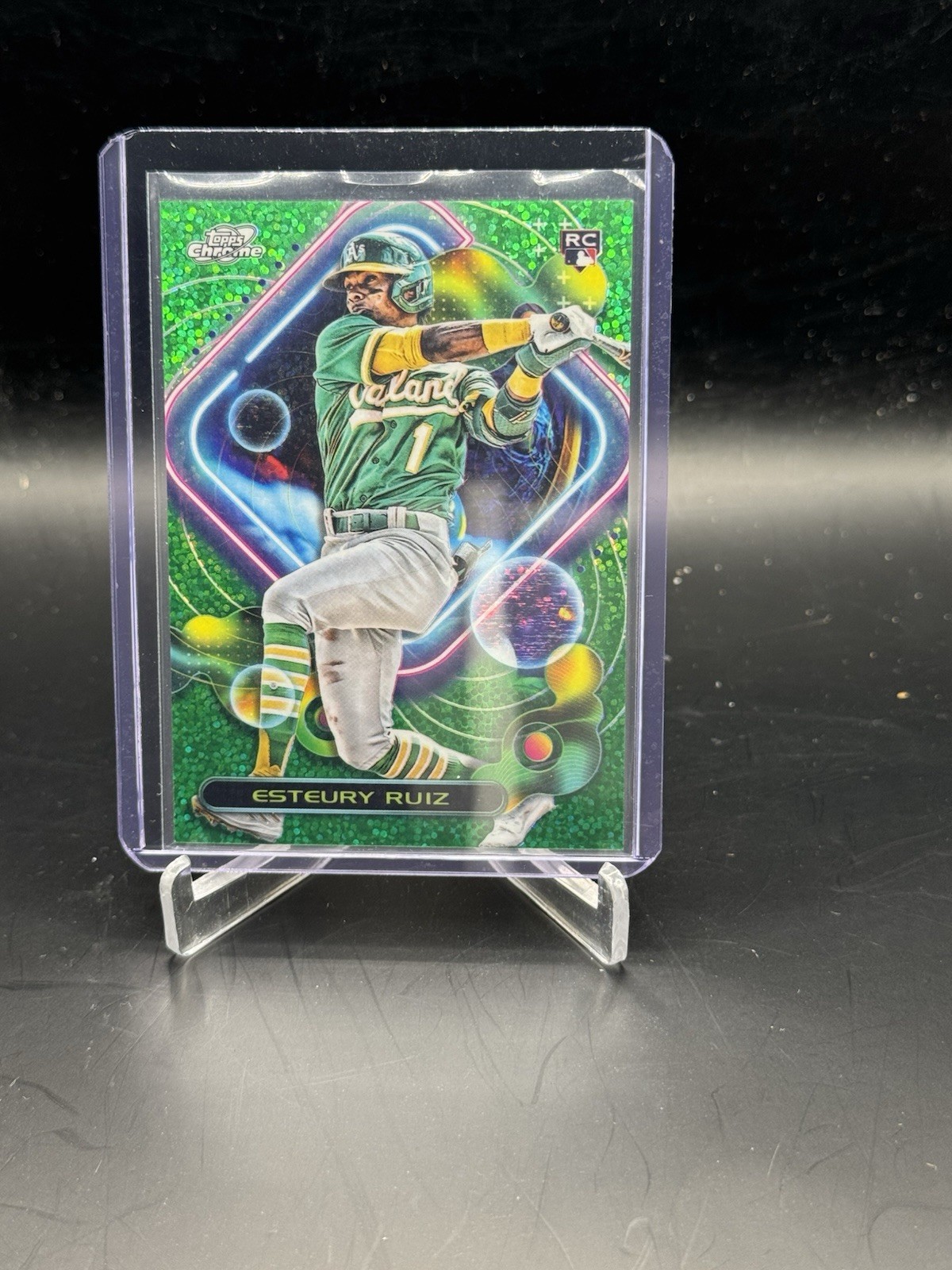 2023 Topps Cosmic Chrome - Esteury Ruiz #163 Green Space Dust Refractor /75 (RC)