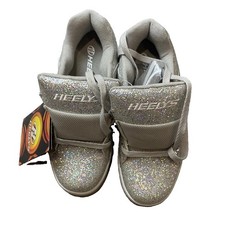 Heelys Silver Disco Glitter Sneakers Youth Kids 770973H Split Skate 6Y 7W NWT