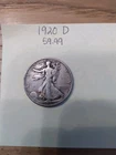 1920 D Walking Liberty Half Dollar Silver 50C Very Good Condition