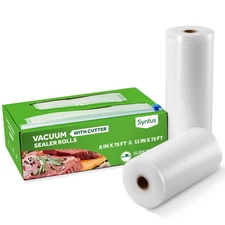 Syntus 11 x 75 and 8 x 75 Food Vacuum Seal Roll Keeper with Cutter Dispenser,...