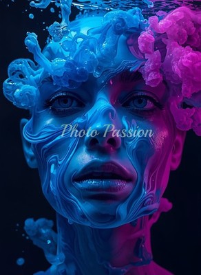 A4 Foto Portrait Frau Gemälde Splash Art Poster (3983)