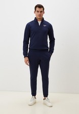 Reebok Mens Identity Quarter-Zip Fleece Sweatshirt Vector Navy Size 2XL Reg-Fit