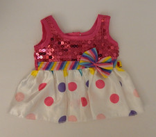 Build A Bear  Sequin Bodice/Polka Dot Satiny Skirt Dress / Damage See Photos
