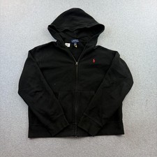 Polo Ralph Lauren Hoodie Kids Large 14-16 Black Full Zip Logo Youth Sweatshirt