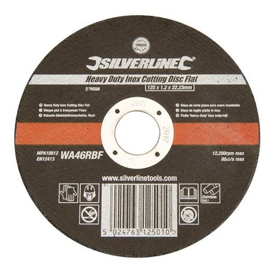 Edelstahltrennscheibe 125mm 1.2mm 22.23mm Silverline Flach Trennscheibe