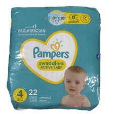 Pampers Swaddlers Active Baby Disposable Diapers Softest Fit Size 4 22 Count