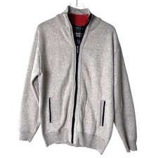 YeoKou Mens Zip Up Cashmere Wool Cardigan Sweater Tan Lined Outerwear 2XL NWOT