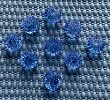 9 Matching Antique Vtg Blue Glass Ball Buttons Beads - 7/16” - Old Lot