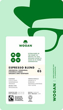WOGAN Espresso Blend Coffee Beans 1kg Organic Fairtrade Coco-Pops Orange