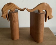 Vintage Wooden Bookends With Detachable, posible Cats