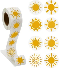 1 Roll 500 Pcs First Trip around the Sun Stickers for Kids Sunshine Birthday Par