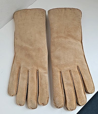 Fownes Brown Tan Suede Leather Driving Gloves Acrylic Lining Women's Size Large