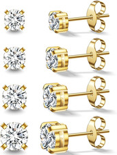 Stud Earrings for Women Men, Hypoallergenic Women'S 14K Gold Plated 316L Stainle