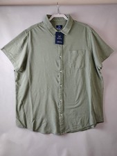 Knit Button Up Shirt Mens Size 2XL Faded Spruce Green Short Sleeve Classic New