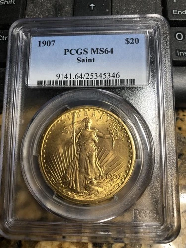 Pcgs 1907 $20 Gold Saint Gaudens MS64