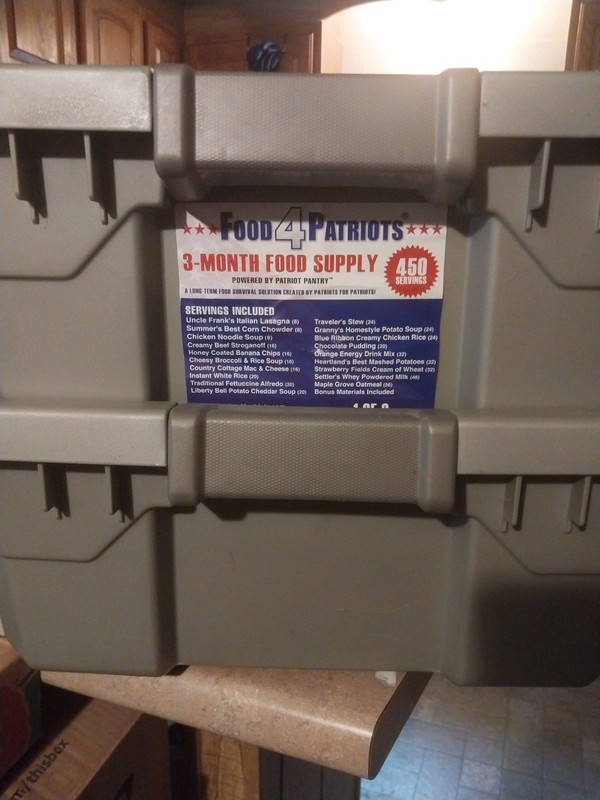 Patriot Pantry: 3 Months Survival Food Kit - 2 Bins 450 servings