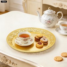 Serving Tray 10 Pcs Plastic Round Reusable Tray for Party Snack Serving Tray