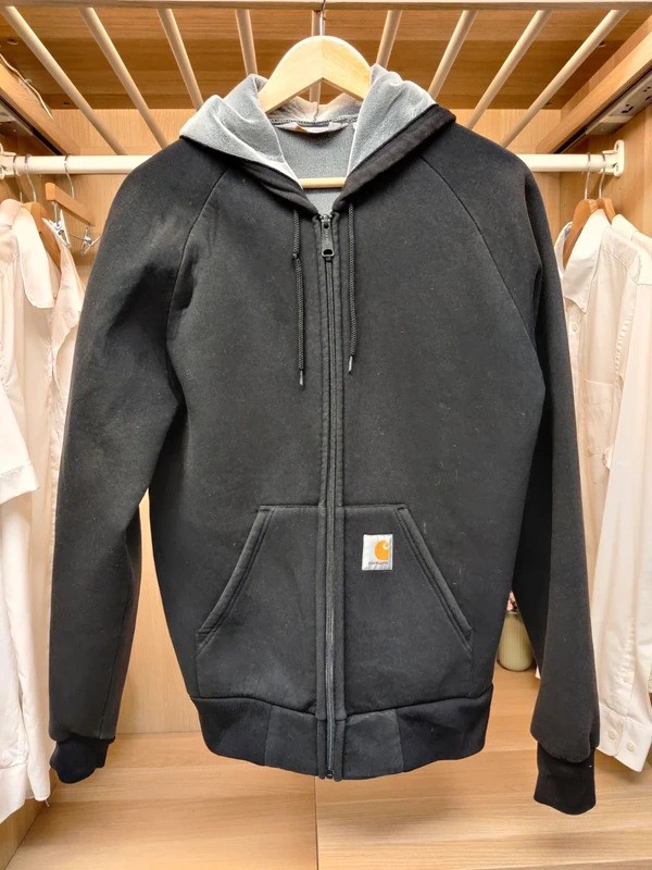 Chaqueta con Capucha Carhartt Para Hombres Car-Lux Negra Cremallera Completa Sudadera con Capucha Vellón Mediana M WIP