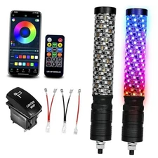 2 Pack 1FT Fat Whip Lights, LED Whip Lights with App & Remote Control, 1FT-2PCS