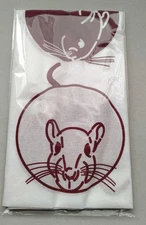 Nezumi Mouse Tenugui Cotton Hand Towel Red & White Used/Preview Only