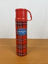 Deep Eddy Vodka 8 Oz Thermos Flannel Design Flask 10" X 2.5" Metal