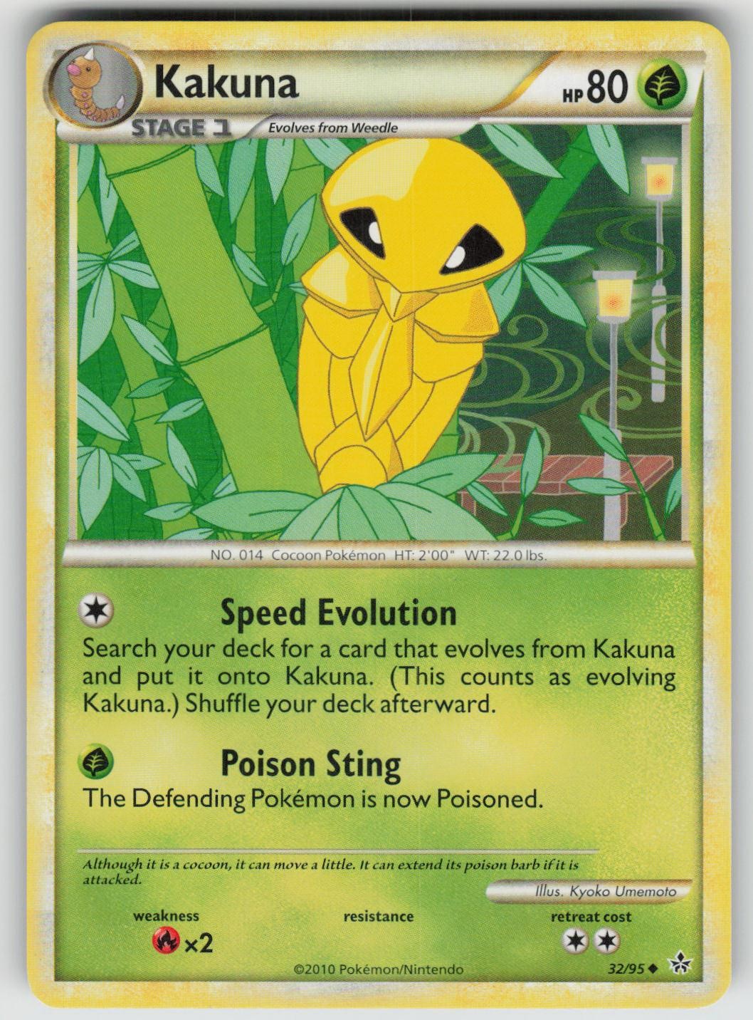 Kakuna 32/95 Uncommon HGSS Unleashed Pokemon Heavily Played