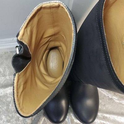 Maison Margiela MM6 Black Long Rain Boots Rubber Coated Canvas