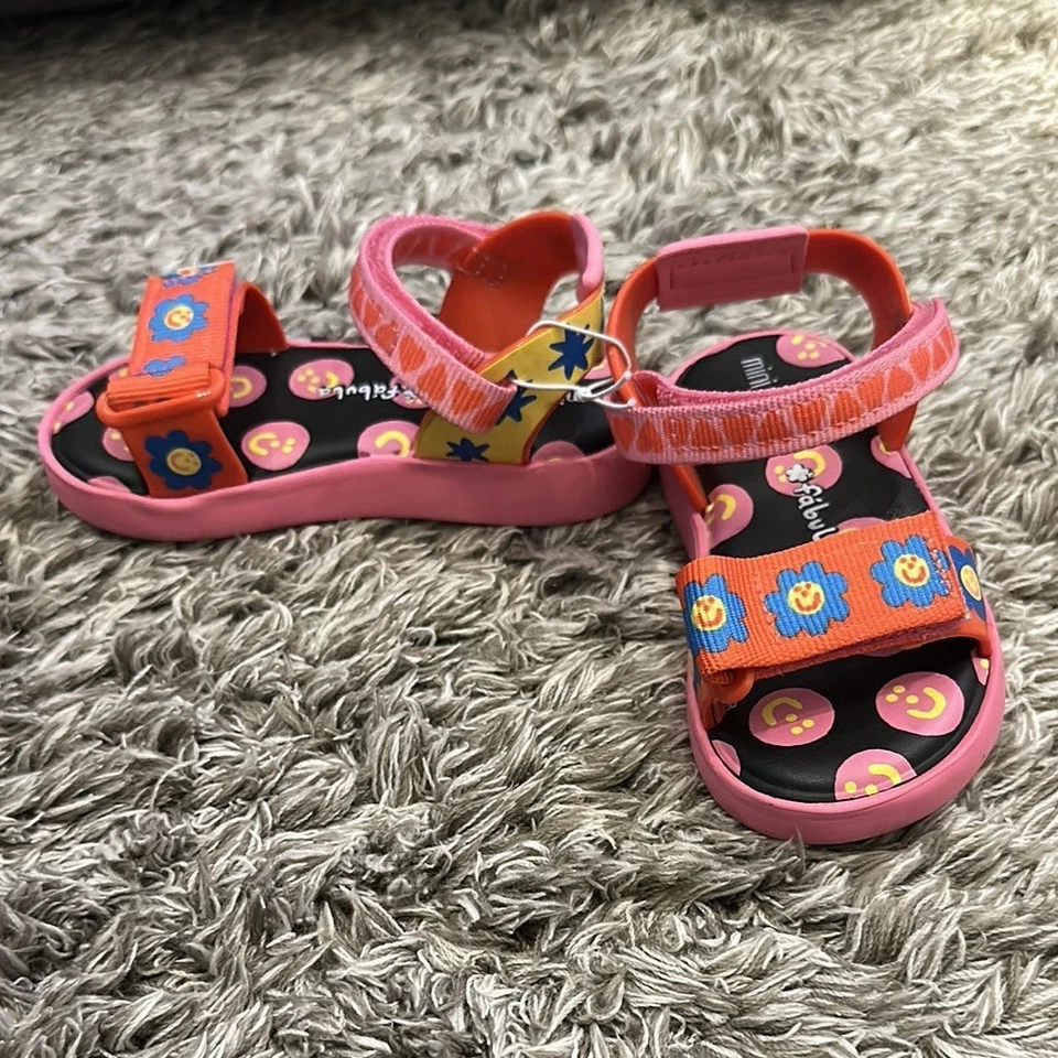 Sandalias Mini Melissa Fábula Rosa y Naranja con Diseño Lúdico Niño Pequeño Talla 9 Foto 3 de 4