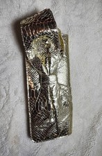Vintage Gold Snakeskin Clutch Metallic Bow Evening Bag Y2K Glam