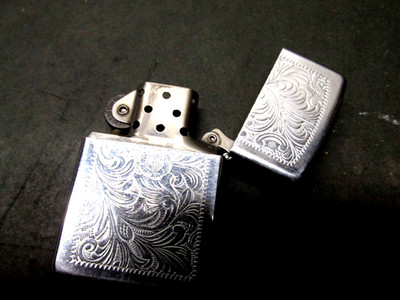 1994  Zippo Windproof Lighter Venetian Floral Design High Polish Chrome