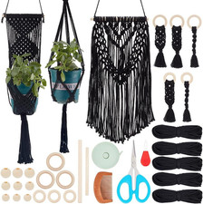 IFNUNLY 8 Set Black DIY Macrame Kit for Beginners - Starter with