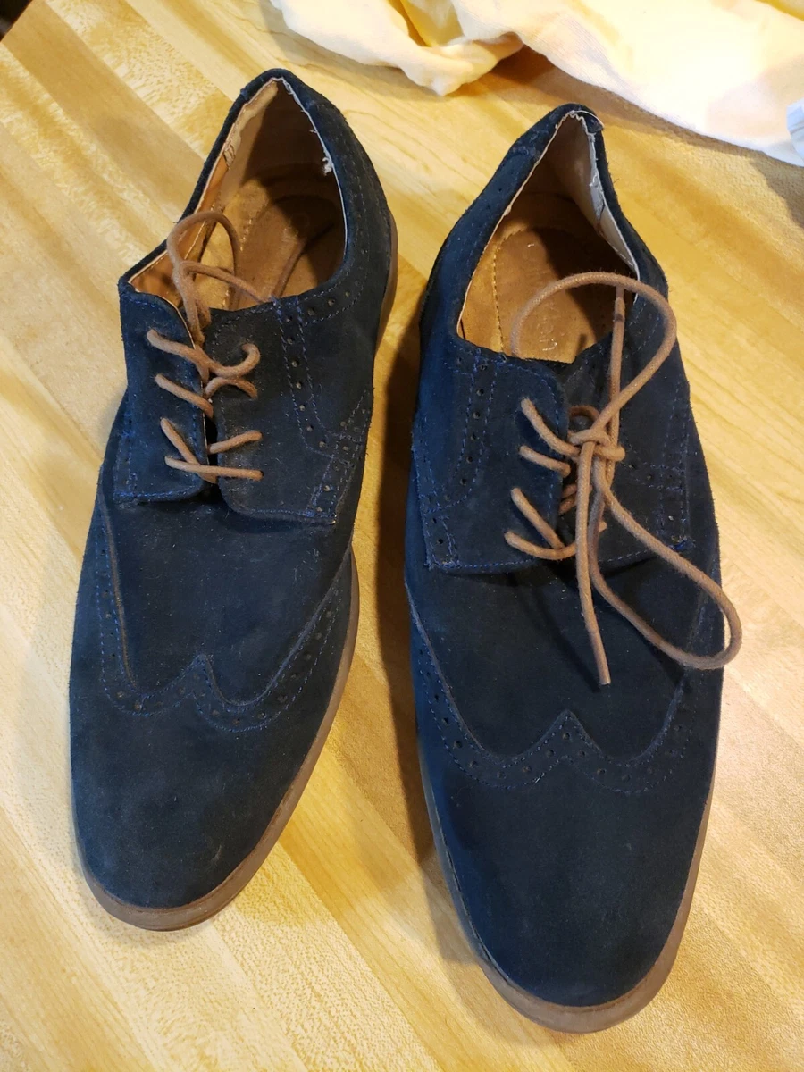 werk Vel getrouwd Calvin Klein Navy Blue Suede Greenwich Oxford Dress Shoes US Sz 8.5. EU sz  41.5. | eBay