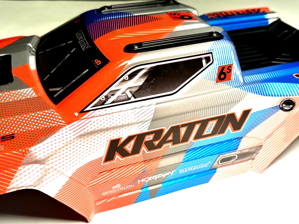 Arrma KRATON 6s V6 BLX PAINTER Body Shell Orange Blue CLIPLESS ARA8608v6 - Image 2 of 4