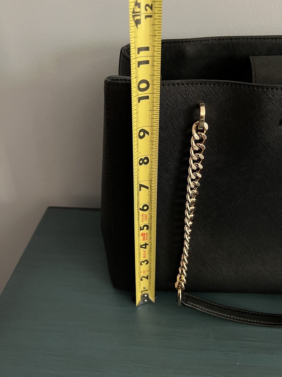 Michael Kors Bag Teagen LG Long Drop Satchel Black / Gold