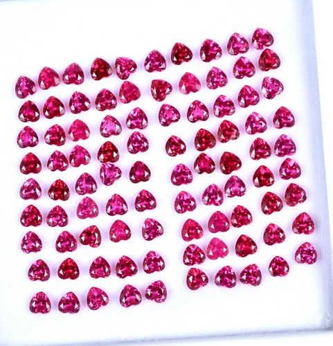 125 Pcs Natural Pink Mogok Ruby 5.00 MM Heart Certified Treated Loose Gemstone - Picture 4 of 6