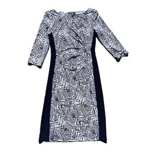 Lauren Ralph Lauren Women's Size 2 Chevron Print Sheath Dress Lighthouse Navy